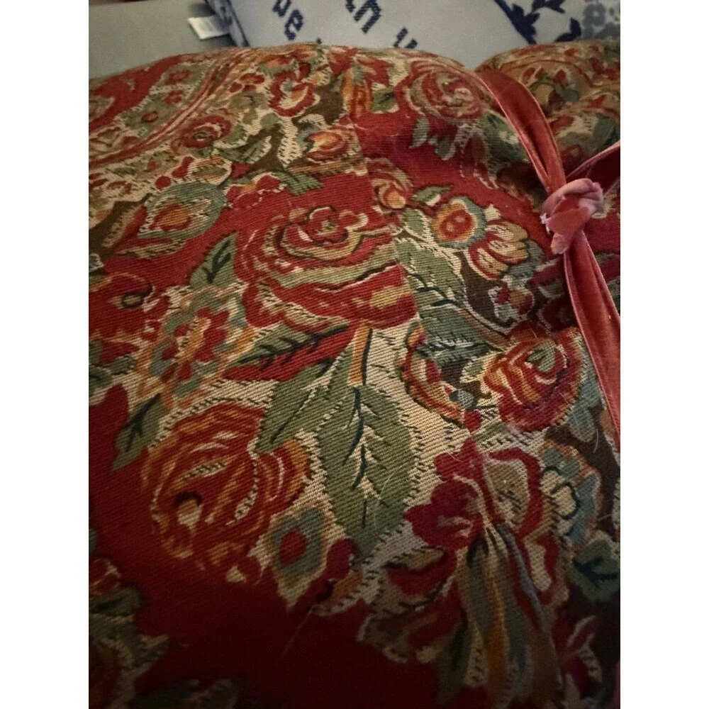Pottery Barn Duvet Cover Bedding Carrie Paisley Brown Red Linen Full / Queen HTF